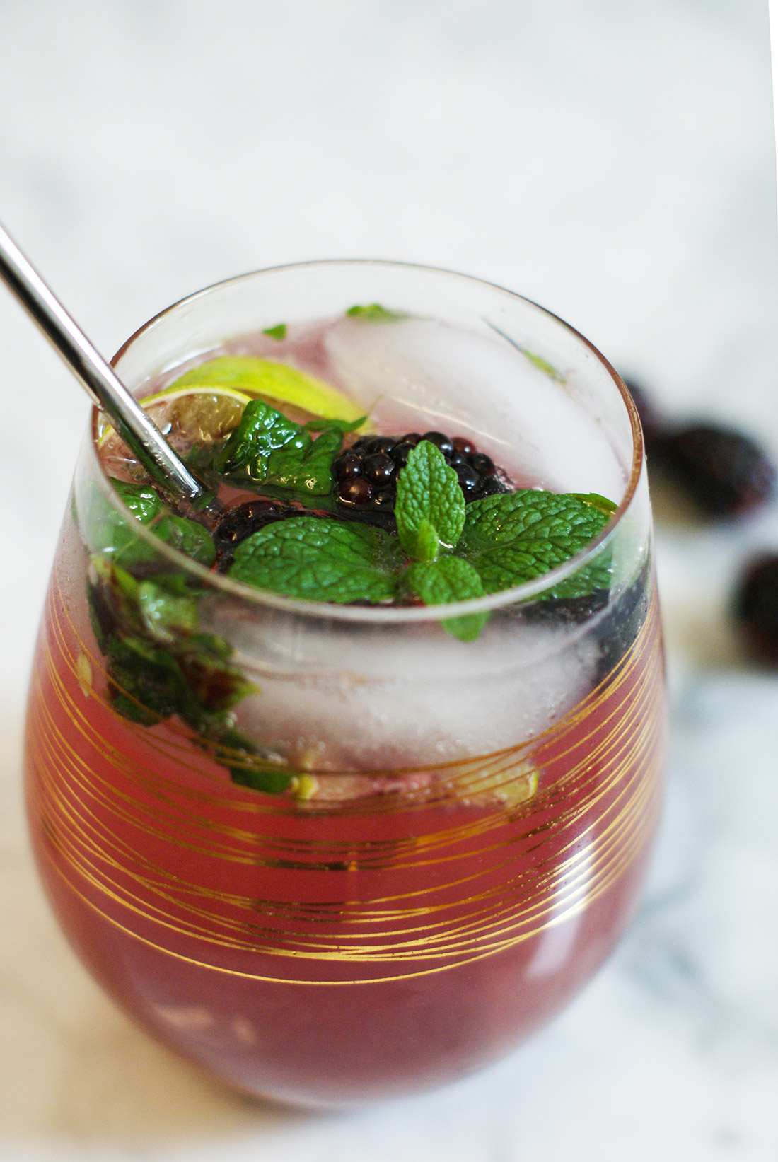 Blackberry Vanilla-Mint mocktail recipe from A Happy Blog