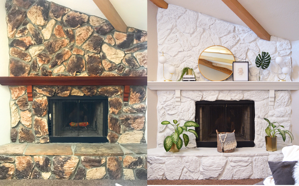 Stone Fireplace Transformation From